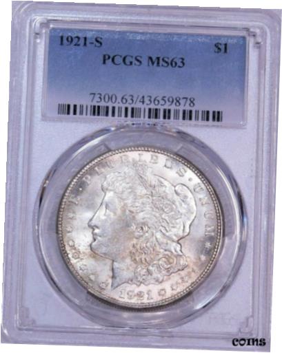 ڶ/ʼݾڽա ƥ    [̵] 1921 S Morgan Silver Dollar PCGS MS63 White Hints of Gold Frosty Luster PQ #B367