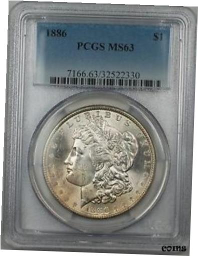 【極美品/品質保証書付】 アンティークコイン コイン 金貨 銀貨 送料無料 1886 1 Morgan Silver Dollar PCGS MS-63 5A Light Toning