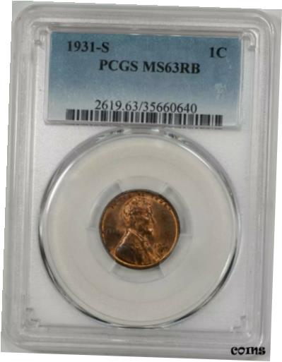 yɔi/iۏ؏tz AeB[NRC RC   [] 1931 S LINCOLN WHEAT CENT PENNY 1C PCGS MS 63 RB RED BROWN MINT UNC (640)