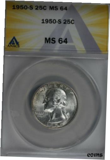 yɔi/iۏ؏tz AeB[NRC RC   [] 1950-S .25 ANACS MS 64 Washington Quarter, Silver 25 Cents (0.25)