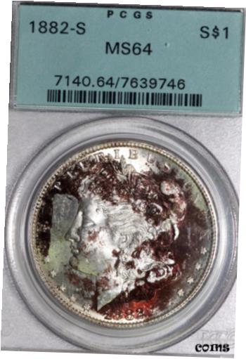 ڶ/ʼݾڽա ƥ    [̵] Cool Toned 1882-S Morgan 90% Silver Dollar PCGS MS64 OGH (7639746)