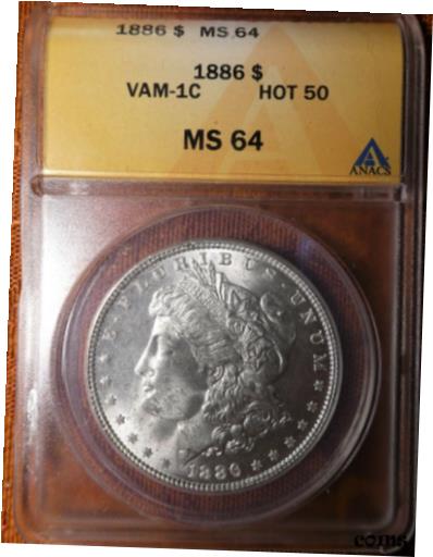 ڶ/ʼݾڽա ƥ    [̵] 1886 Morgan Dollar ANACS MS 64 / VAM-1C / MULTIPLE REVERSE CLASHES!