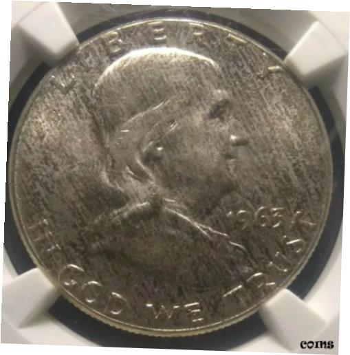  アンティークコイン コイン 金貨 銀貨  BENJAMIN FRANKLIN 1963 MS 64 NGC "Interesting toning"