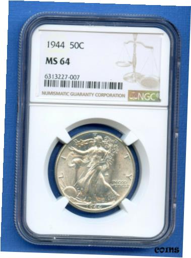 yɔi/iۏ؏tz AeB[NRC RC   [] 1944 P NGC MS64 Walking Liberty Half Dollar 50c US Mint Coin 1944-P MS-64 PQ !