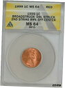 1999 1c ミント エラー ブロードストラック Dbl ストラク 99% オフ センター MS64 RD ANACS 944132-81999 1c Mint Error Broadstruck Dbl Struck 99% Off Center MS64 RD ANACS 944132-8(3)