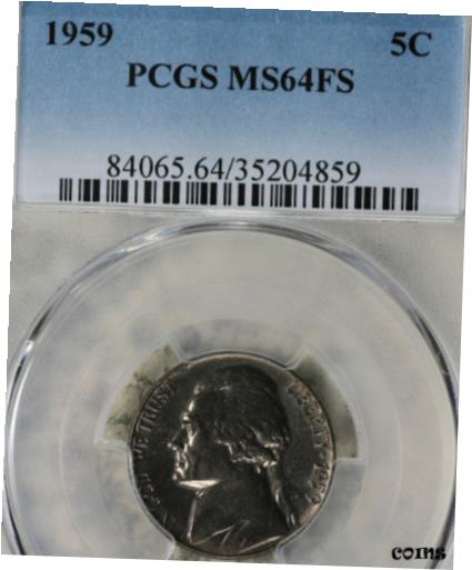 楽天金銀プラチナ　ワールドリソース【極美品/品質保証書付】 アンティークコイン コイン 金貨 銀貨 [送料無料] Nice Full Step 1959 Jefferson Nickel - PCGS MS64FS!