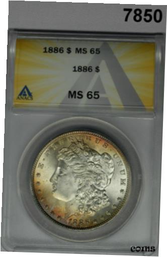 ڶ/ʼݾڽա ƥ    [̵] 1886 MORGAN SILVER DOLLAR ANACS CERTIFIED MS65 SPLASHES OF GOLDEN COLOR! #7850