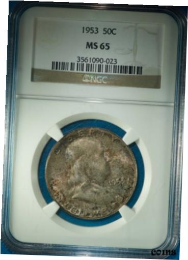 ڶ/ʼݾڽա ƥ    [̵] 1953 Franklin Half Silver Dollar Uncirculated Mint Set Toning NGC MS65 023