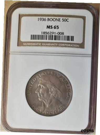  アンティークコイン コイン 金貨 銀貨  1936 NGC MS65 BOONE COMMEMORATIVE SILVER HALF DOLLAR 50c RICH APPEALING TONING