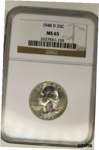 yɔi/iۏ؏tz AeB[NRC RC   [] NGC MS65 1948-D WASHINGTON SILVER QUARTER 25c