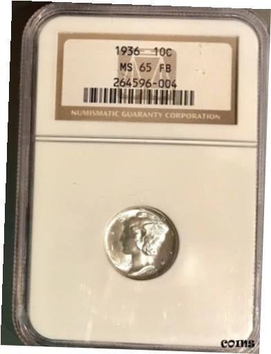 【極美品/品質保証書付】 アンティークコイン コイン 金貨 銀貨 [送料無料] 1936 Mercury Dime MS65FB Silver NGC