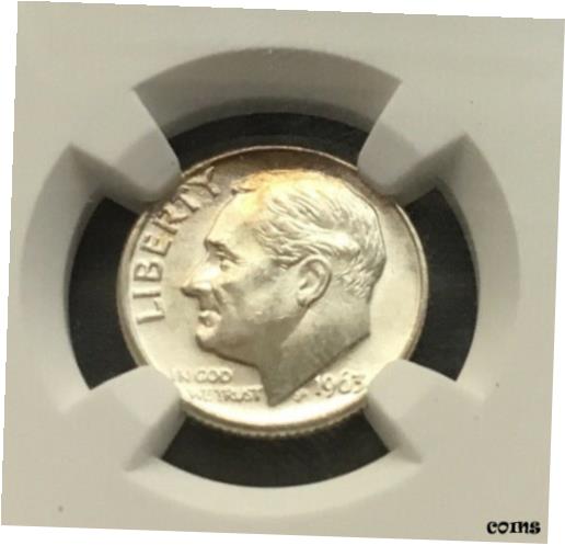【極美品/品質保証書付】 アンティークコイン コイン 金貨 銀貨 [送料無料] 1963 D Roosevelt 90% Silver Dime NGC MS65 Gem Uncirculated Clean and bright