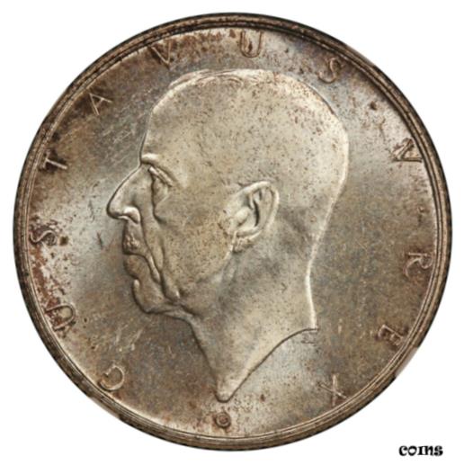  アンティークコイン コイン 金貨 銀貨  1938-G Sweden Delaware Settlement 2 Kronor Silver Coin - NGC MS 65 - KM# 807