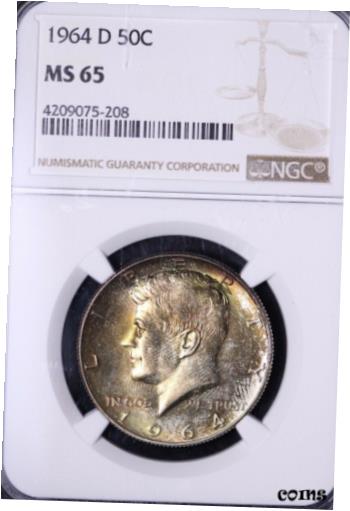 ڶ/ʼݾڽա ƥ    [̵] 1964-D Kennedy Silver Half Dollar NGC MS65 Sweet Toning! FREE SHIPPING 8-KEL