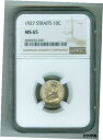  アンティークコイン コイン 金貨 銀貨  STRAITS SETTLEMENT 1927 KING GEORGE V 10 CENTS SILVER NGC MS-65 GEM BU