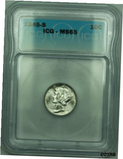 【極美品/品質保証書付】 アンティークコイン コイン 金貨 銀貨 [送料無料] 1945-S Mercury Silver Dime 10c Coin ICG MS-65 Looks Full Bands FB (KAA)