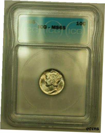 【極美品/品質保証書付】 アンティークコイン コイン 金貨 銀貨 [送料無料] 1945 Silver Mercury Dime 10c Coin ICG MS-65 LL