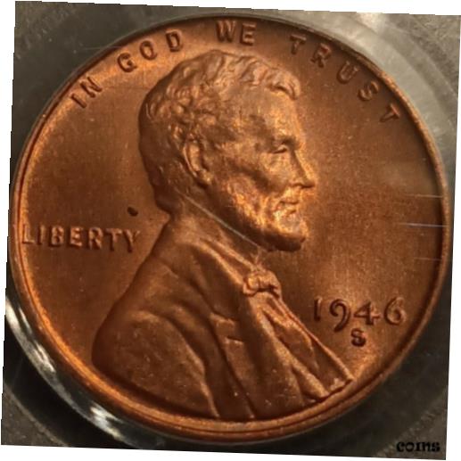 楽天金銀プラチナ　ワールドリソース【極美品/品質保証書付】 アンティークコイン コイン 金貨 銀貨 [送料無料] 1946 S Lincoln Wheat Cent Penny 1c GEM BU+ PCGS MS65 Red Brown Uncirculated Coin