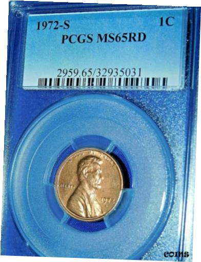 【極美品/品質保証書付】 アンティークコイン コイン 金貨 銀貨 [送料無料] 1972-S 1C RD Lincoln Memorial Cent-PCGS #2959 Grade MS65RD--207-2d