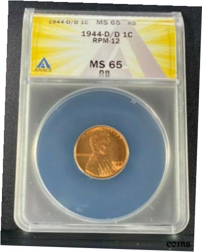 ڶ/ʼݾڽա ƥ    [̵] 1944 D/D RPM-12, Lincoln, ANACS, MS65RB, *Difficult Certified Variety* (HA)