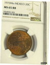 yɔi/iۏ؏tz AeB[NRC RC   [] 1973 MEXICO 20 CENTAVOS Pyramid, NGC MS-65 RB