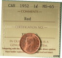 yɔi/iۏ؏tz AeB[NRC RC   [] 1952 - Canada Penny - Graded ICCS MS-65 RED