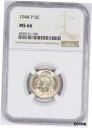 【極美品/品質保証書付】 アンティークコイン コイン 金貨 銀貨 [送料無料] 1944-P Jefferson Silver War Nickel 5C NGC MS66
