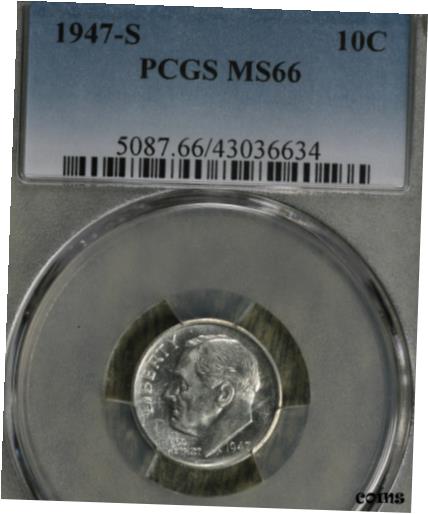 【極美品/品質保証書付】 アンティークコイン コイン 金貨 銀貨 [送料無料] Beautiful 1947-S Roosevelt Dime - PCGS MS66