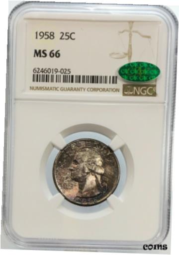 【極美品/品質保証書付】 アンティークコイン コイン 金貨 銀貨 [送料無料] 1958 Washington Quarter Silver 25C Gem Brilliant UNC NGC MS66 CAC