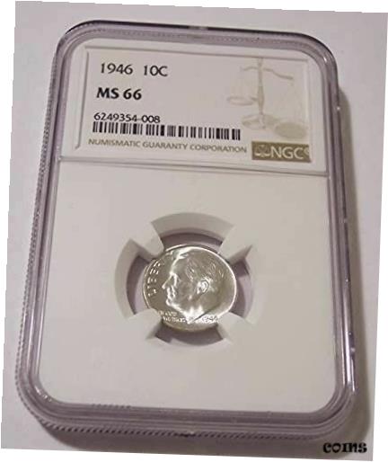 【極美品/品質保証書付】 アンティークコイン コイン 金貨 銀貨 [送料無料] 1946 Roosevelt Dime MS66 NGC