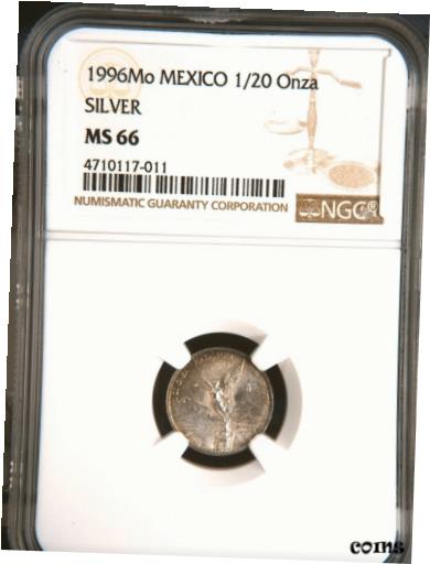 1996-Mo メキシコ シルバー リベルタード 1/20 オンザ NGC MS-66 のみ 8 ファインナー1996-Mo Mexico S..