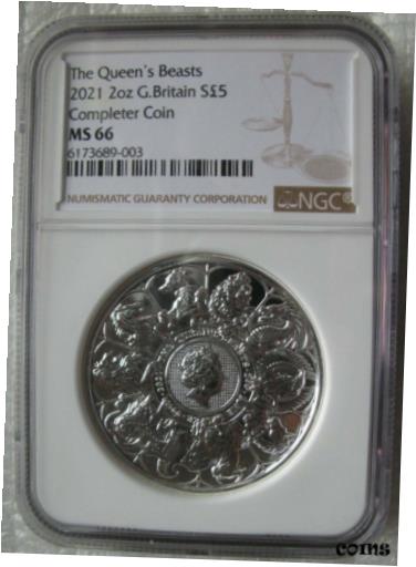  アンティークコイン コイン 金貨 銀貨  Great Britain UK 5 Pounds 2021 Silver 2Oz Coin Queen's Beasts Completer NGC MS66
