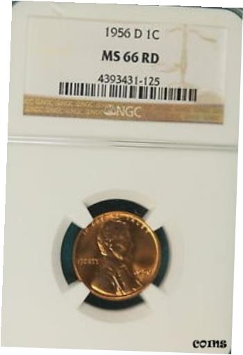 【極美品/品質保証書付】 アンティークコイン コイン 金貨 銀貨 [送料無料] 1956 D NGC MS66 RED Lincoln Wheat Cent!! #B3626