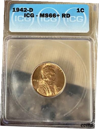 【極美品/品質保証書付】 アンティークコイン コイン 金貨 銀貨 [送料無料] 1942 D Lincoln Wheat Cent MS66+RD ICG GRADED (818)