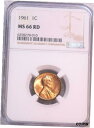 yɔi/iۏ؏tz AeB[NRC RC   [] 1961 P Lincoln Cent NGC MS66RD Bright Red Great Luster Just Graded PQ #B161