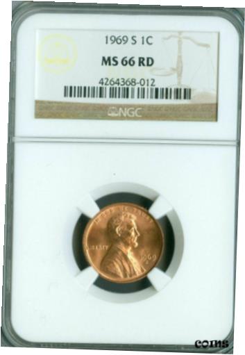 ڶ/ʼݾڽա ƥ    [̵] 1969-S LINCOLN CENT NGC MS66 RED BRILLIANT 2ND FINEST *