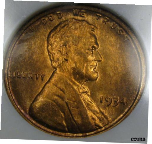 【極美品/品質保証書付】 アンティークコイン コイン 金貨 銀貨 [送料無料] 1934 Lincoln Cent NGC MS-66 RD...AWESOME Fully Red Coin, Nice Surfaces!!