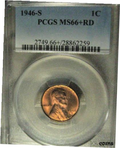 yɔi/iۏ؏tz AeB[NRC RC   [] 1946 S Lincoln Cent PCGS Certified MS 66+ RD