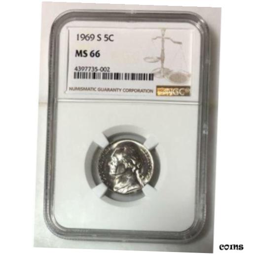  アンティークコイン コイン 金貨 銀貨  1969 S Jefferson Nickel NGC MS66 ***Rev. Tye's Coin Stache*** #500292