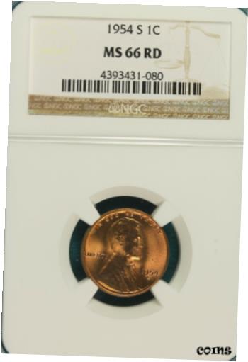 1954-S NGC MS66 レッド リンカーン ウィート セント!! #A73731954-S NGC MS66 RED Lincoln Wheat Cent!! #A7373