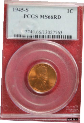 ڶ/ʼݾڽա ƥ    [̵] 1945-S PCGS MS66 RED Lincoln Wheat Cent!! #A0845