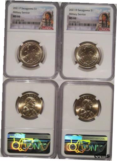 ڶ/ʼݾڽա ƥ    [̵] 2021 P &D Native Sacagawea $1 Dollar NGC MS 66 Military Service 2 Coin Set