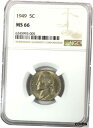 yɔi/iۏ؏tz AeB[NRC RC   [] 1949 Jefferson Nickel 5C Gem Brilliant UNC Mint State NGC MS66