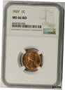 【極美品/品質保証書付】 アンティークコイン コイン 金貨 銀貨 [送料無料] 1937 Lincoln Wheat Penny 1C MS 66 RD Red NGC