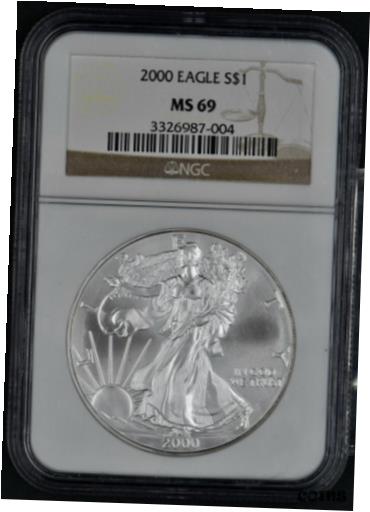 【極美品/品質保証書付】 アンティークコイン コイン 金貨 銀貨 [送料無料] 2000 American Silver Eagle Dollar $1 NGC MS69