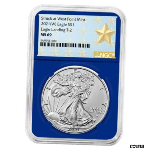 yɔi/iۏ؏tz AeB[NRC RC   [] 2021 (W) $1 Type 2 American Silver Eagle NGC MS69 West Point Star Label Blue Cor