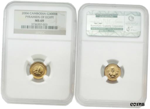 ڶ/ʼݾڽա ƥ    [̵] Cambodia 2004 Pyramids of Egypt 3000 Riels 1/25 oz Gold NGC MS69