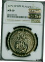 1979 ニュージーランドドル紋章 NGC MS-69 PQ ソロ 最高級 スポットレス。1979 NEW ZEALAND DOLLAR COAT OF ARM...