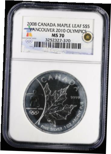 ڶ/ʼݾڽա ƥ    [̵] 2008 Canadian Silver Maple Leaf $5 Vancouver 2010 Olympics NGC MS 70