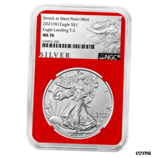 楽天金銀プラチナ　ワールドリソース【極美品/品質保証書付】 アンティークコイン コイン 金貨 銀貨 [送料無料] 2021 （W） $1 Type 2 American Silver Eagle NGC MS70 ALS Label Red Core